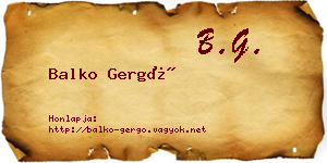 Balko Gergő névjegykártya